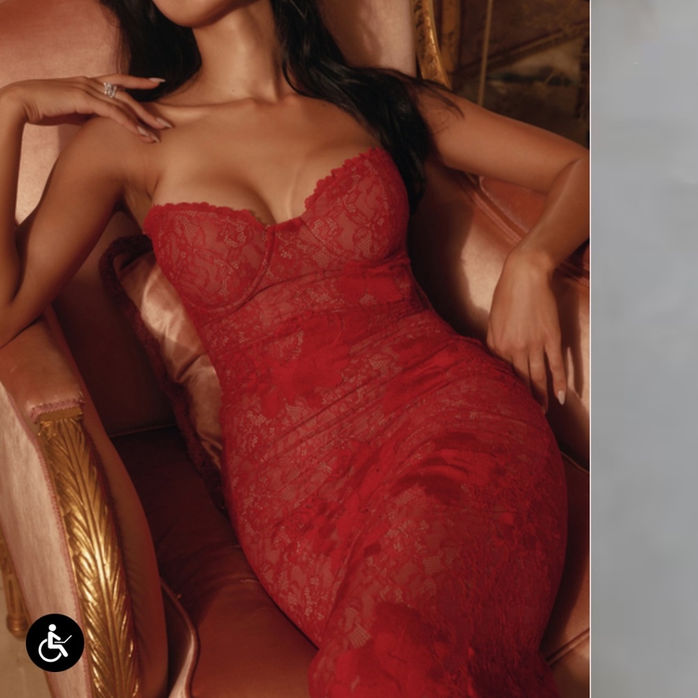 SOLD House of CB Lucienne Red Lace Embroidered Maxi Dress - Limited Edition - Picture 3 of 13